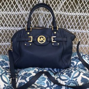 Michael Kors Navy Leather Satchel Bag